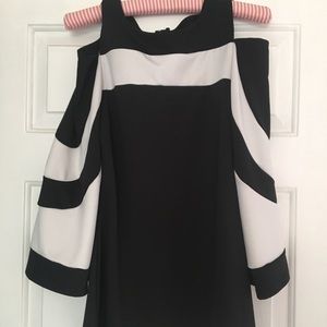 Black & White Cold Shoulder Top